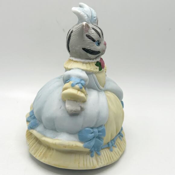 Kitty Cucumber 1990, Porcelain Cinderella Cat In Blue Gown 4” Collectible Bell - Picture 2 of 5